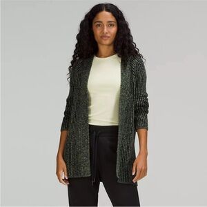 Lululemon Sweater Wrap 6 Cotton Cashmere Blend Green Foliage Oversized NEW
